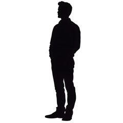 Man standing silhouette isolated on transparent background Man standing silhouette png