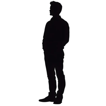 Man standing silhouette isolated on transparent background Man standing silhouette png