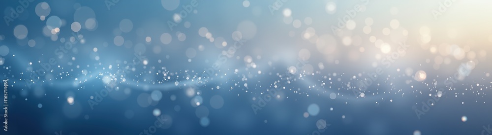 Poster soft blue and white bokeh sparkles on a light gradient.