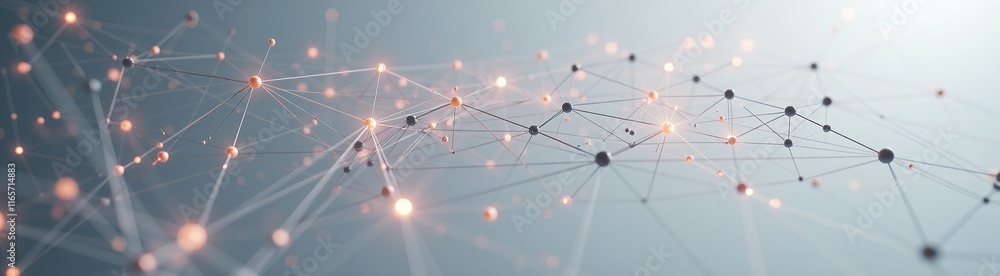 Poster abstract connected nodes with glowing lines