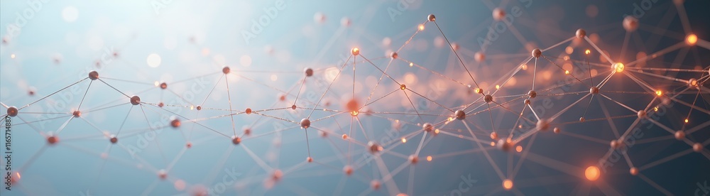 Poster abstract connected nodes with glowing lines