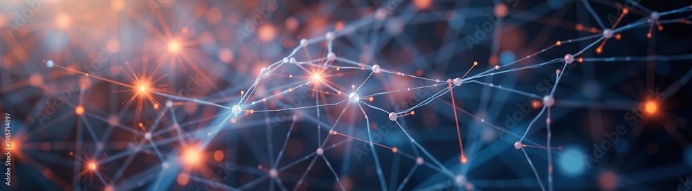 Poster abstract glowing network of nodes and connections