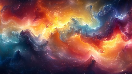 Abstract Cosmic Nebula Swirling Colors And Light