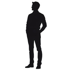Side view man standing silhouette isolated on transparent background Man standing silhouette png