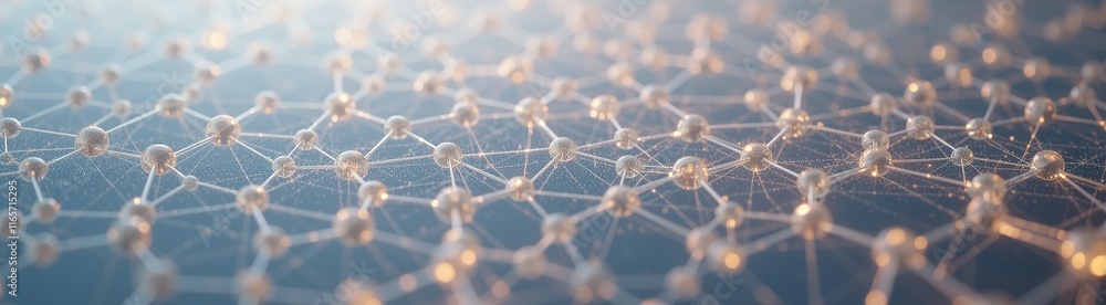 Poster intricate glowing network with soft blue gradient background