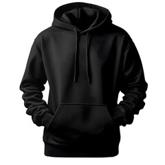 Black male hoodie mockup Blank black male hoodie sweatshirt long sleeve isolated on transparent background black male hoodie png