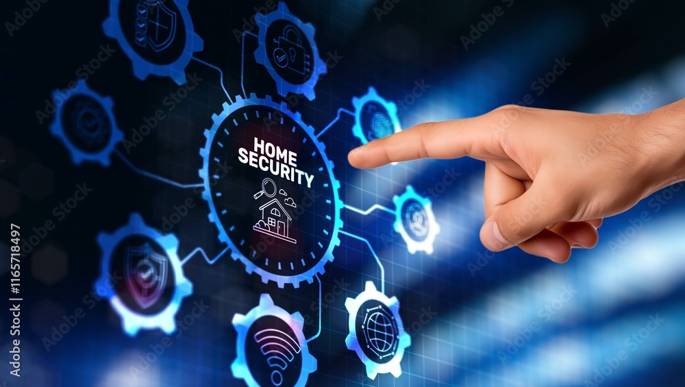 Aufkleber home security concept. smart home automation control system