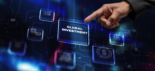 Global Investment Universal background. Double exposure finance and business concept
