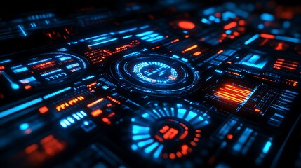 Obraz premium Futuristic HUD interface with glowing digital elements.