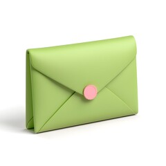 Green purse with a pink button on the front