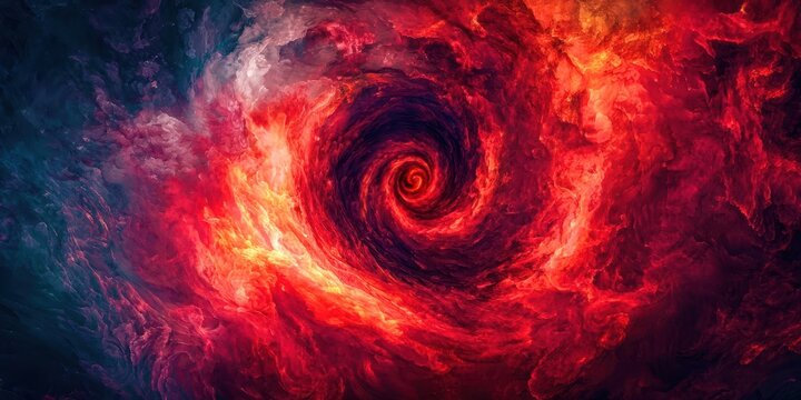 Red spiral in space with a blue background