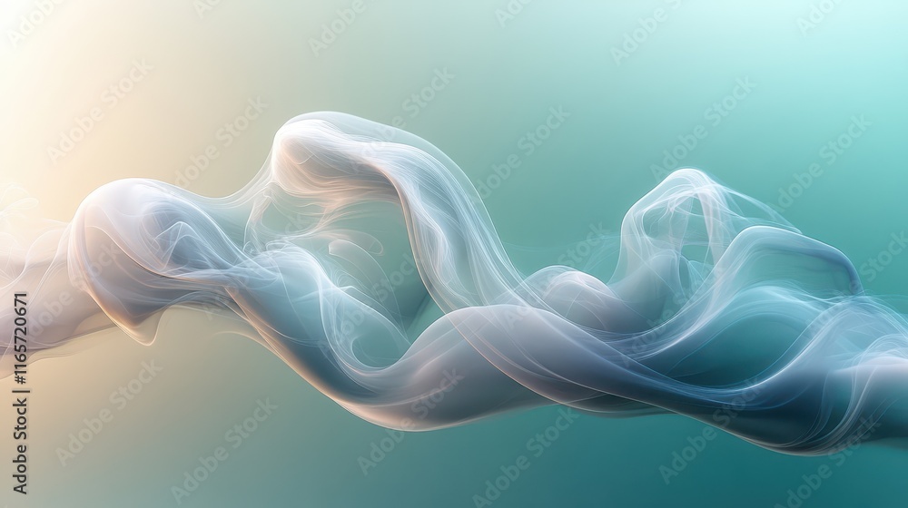 Poster elegant streams of smoke twisting gracefully in soft hues, creating a mesmerizing visual effect in a
