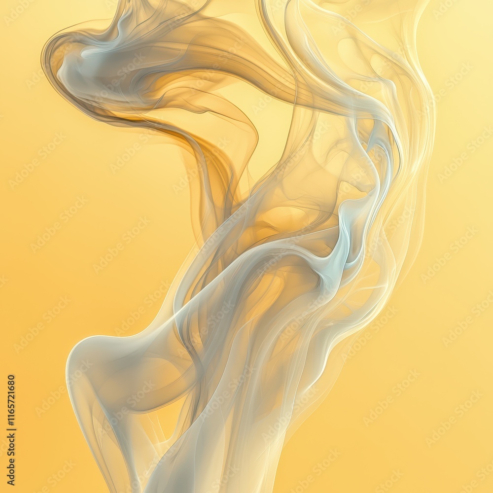 Poster intricate shapes of flowing smoke against a warm golden backdrop create an ethereal visual experienc
