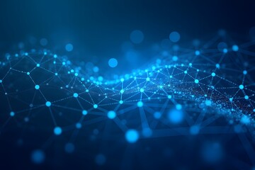 Digital Network, Communication and Technology Background with Moving Lines and Dots.