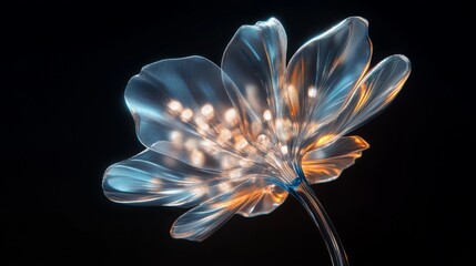 Chrome liquid dreamcorel flower. 3D render, modern design. Isolated holographic futuristic floral icon. Y2K, brutalism retro futurism concept.