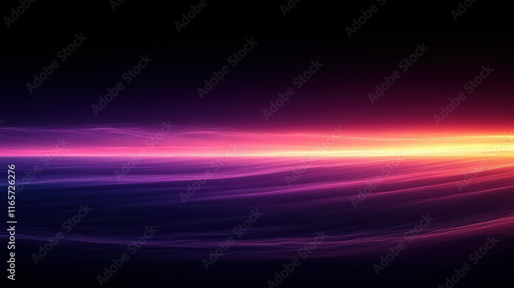Poster vibrant abstract landscape with dynamic colors blending in smooth waves at dawn