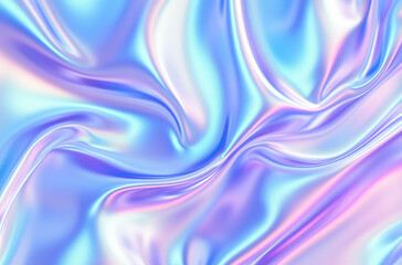 3D render of an iridescent holographic background, with pastel blue and purple colors