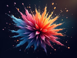 Colorful explosion of paint creating a vibrant, abstract floral design against a dark background