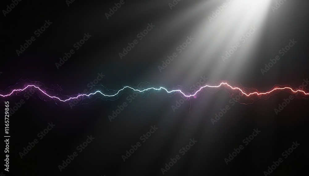 Poster abstract neon light waves and particles glowing on a dark background
