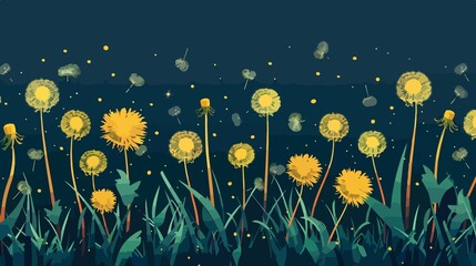Vibrant Dandelions Flowers Vector Illustration in Cartoon Style
