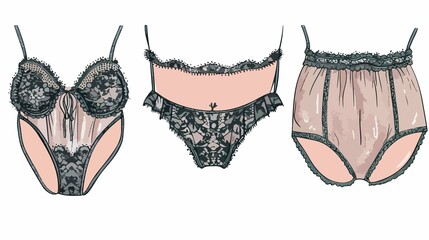 Elegant Hand Drawn Lace Lingerie Vector Illustration