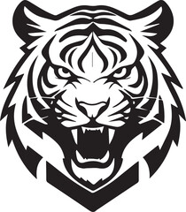 A black and white logo type tiger silhouette design