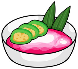 es pisang ijo, green banana porridge illustration. indonesian traditional food
