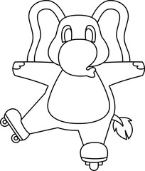 Elephant Inline skating Roller skates Animal Vector Graphic Art Illustration