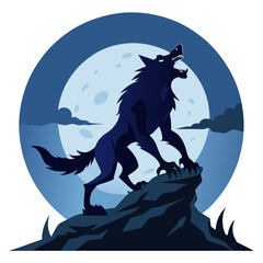 Fototapeta premium wolf howling at the moon