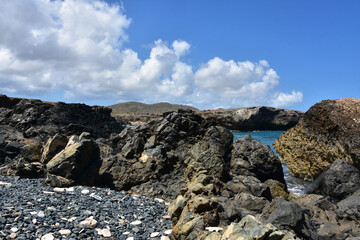 Rugged Rocks Surrounding a Cove in Aruba