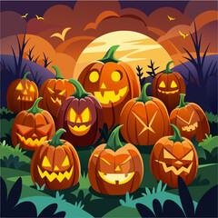 halloween background with pumpkins
