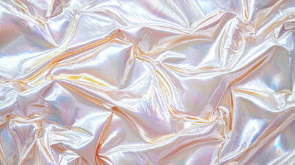 Abstract Grainy Holographic Background: Iridescent Silver Background in Soft Peach Gradient Pearl...