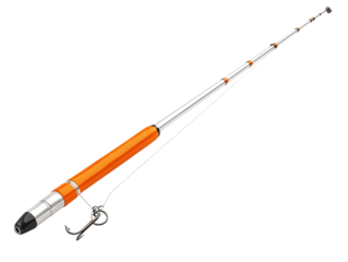 Isolated Orange Telescopic Fishing Rod