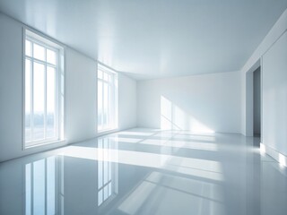 Fototapeta premium Empty White Room with Window Shadows: Abstract Product Presentation Background