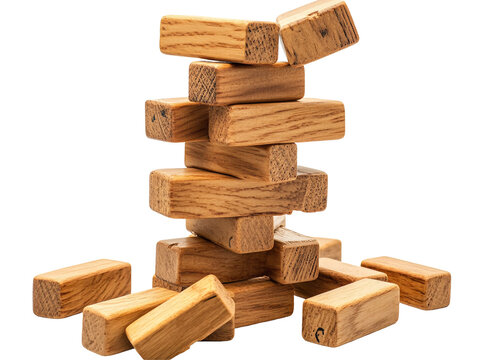 Isolated Tumble of Wooden Blocks