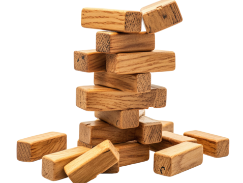 Isolated Tumble of Wooden Blocks