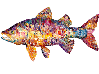 Isolated Colorful Mosaic Pattern Fish