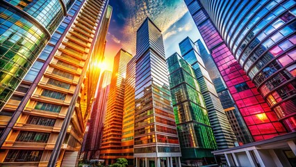 Obraz premium Futuristic Cityscape: Sleek Modern Architecture in a Thriving Metropolis