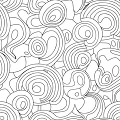 Pattern for coloring book. Hand drawn swirls, ringlets, sea waves, Van Gogh sky. Doodle, vector, zentangle design element. Adult coloring book.