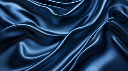 Fototapeta premium Deep Blue Silk Draped Fabric Background Texture