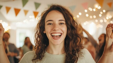 Triumph Over Unemployment: Woman Celebrating New Job Offer with Family â€“ Joy of Secure Employment Victory.