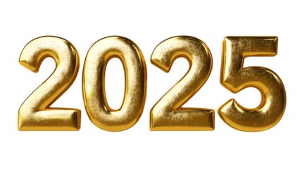2025 Year text in gold, Happy new year 2025