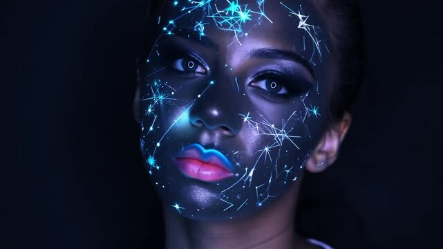 Dynamic effect video of cosmic celestial face paint