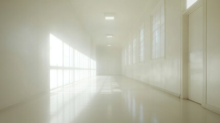 Obraz premium Bright and Clean Educational Hallway Interior