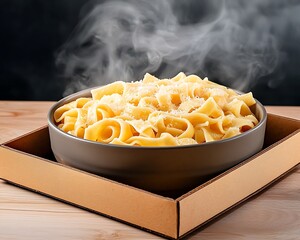 Trend of online food purchase, Steaming Bowl of Pasta with Fresh Cheese
