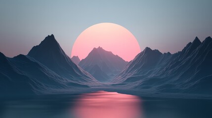 Mountain sunset Minimalistic and simple wallpaper
