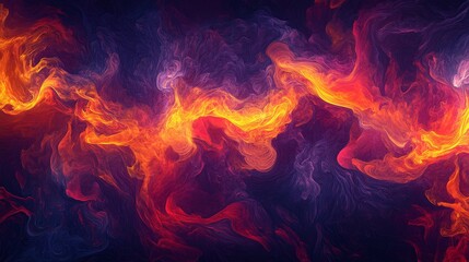 Flames of bright colors on a dark background, created with Generative AI technology
