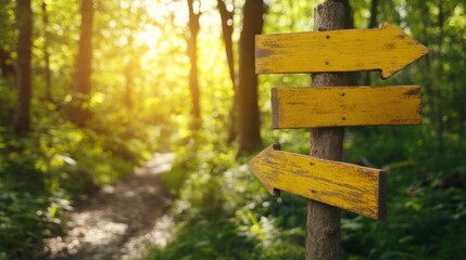 Directional Signage in Natural Forest Light