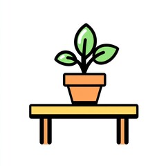 Fototapeta premium Potted Plant Sitting on a Small Wooden Table