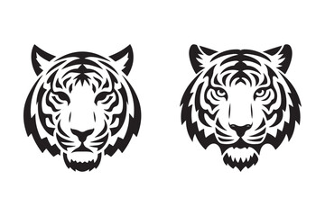 Tiger Head Silhouette Designs for Craft and Apparel Projects